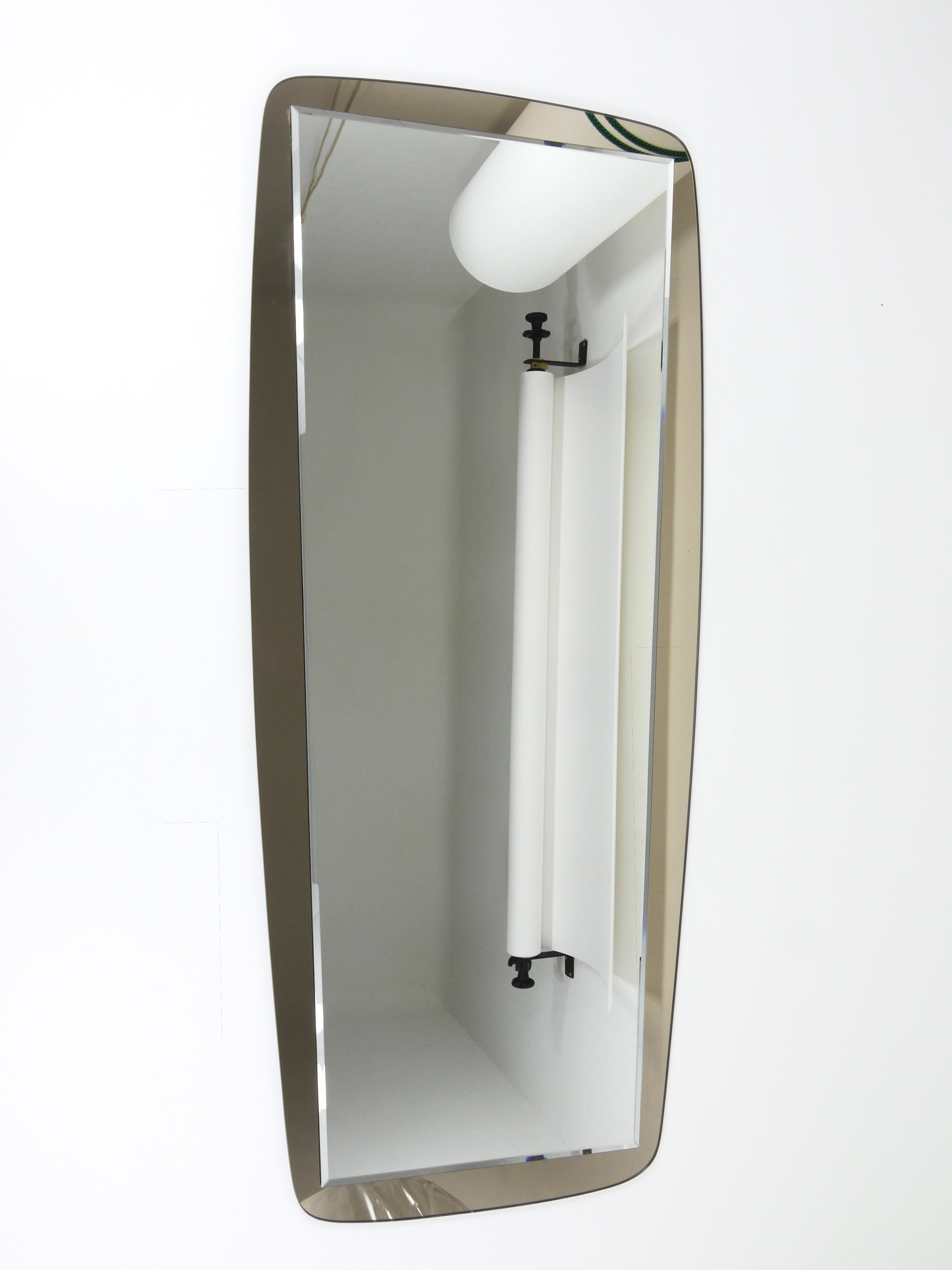 Cristal Arte Large Grey Mid-Century Wall Mirror, Italy, 1970s For Sale 8