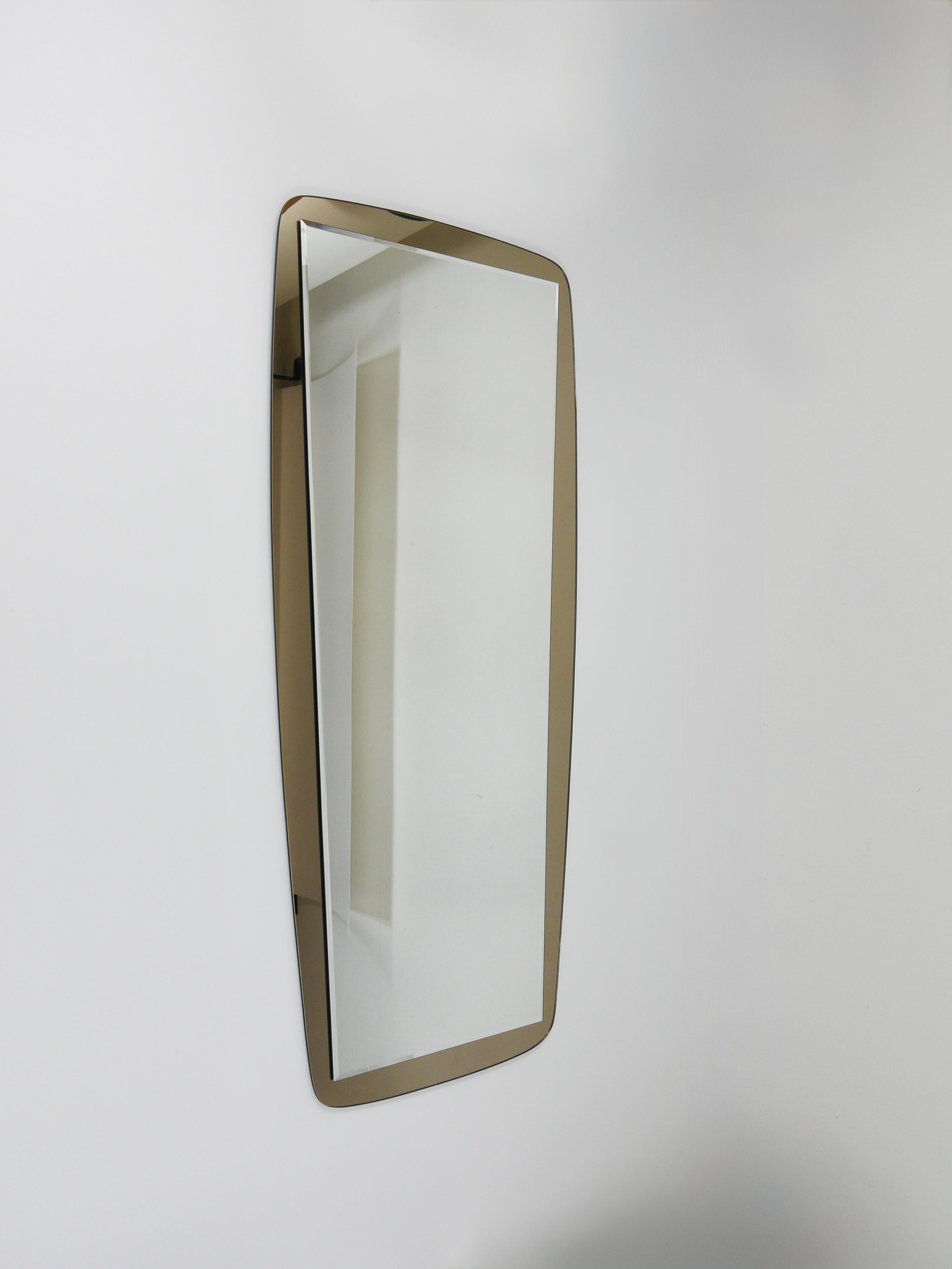 Cristal Arte Large Grey Mid-Century Wall Mirror, Italy, 1970s For Sale 10