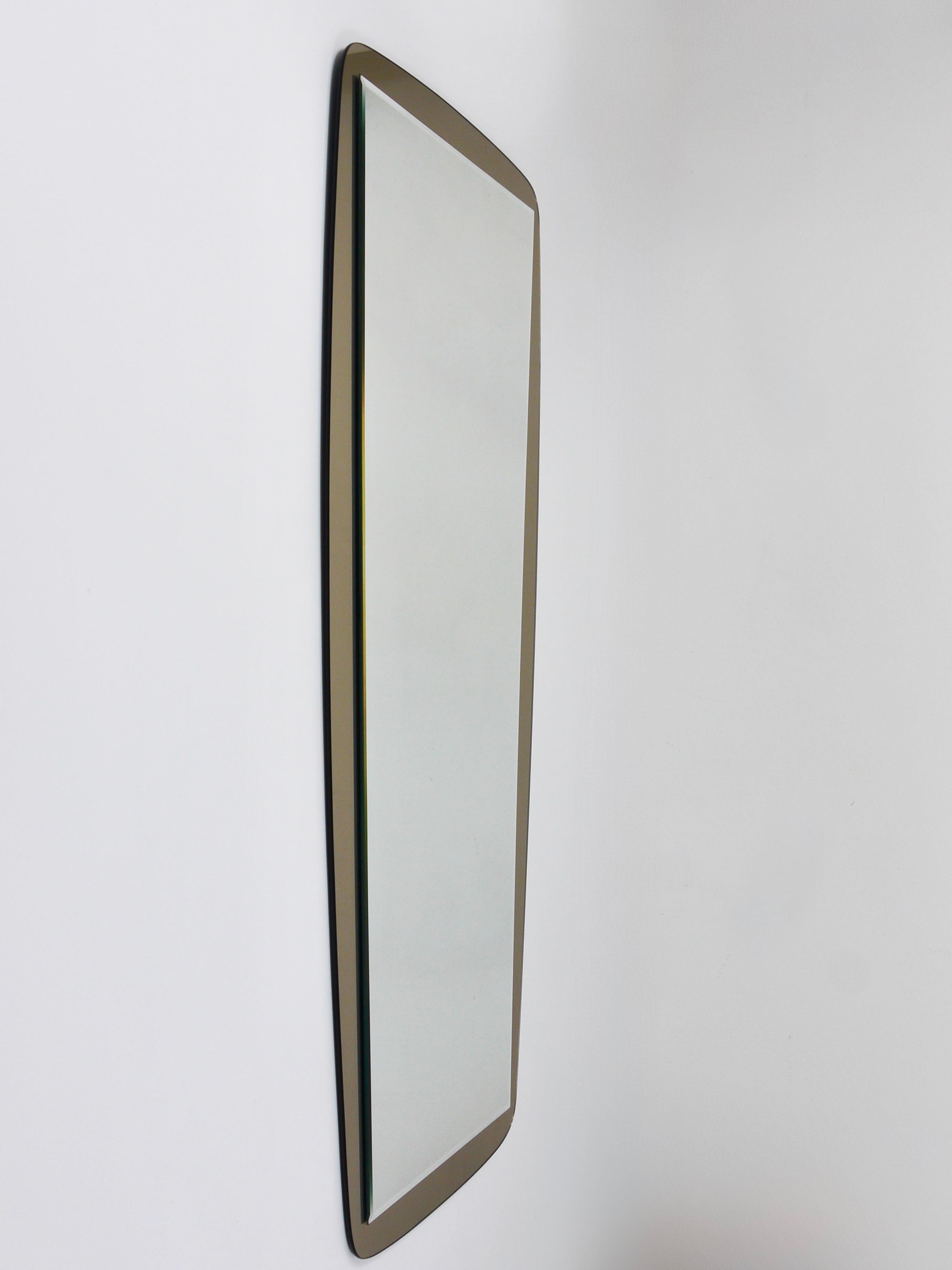Mid-Century Modern Cristal Arte Large Grey Mid-Century Wall Mirror, Italy, 1970s For Sale