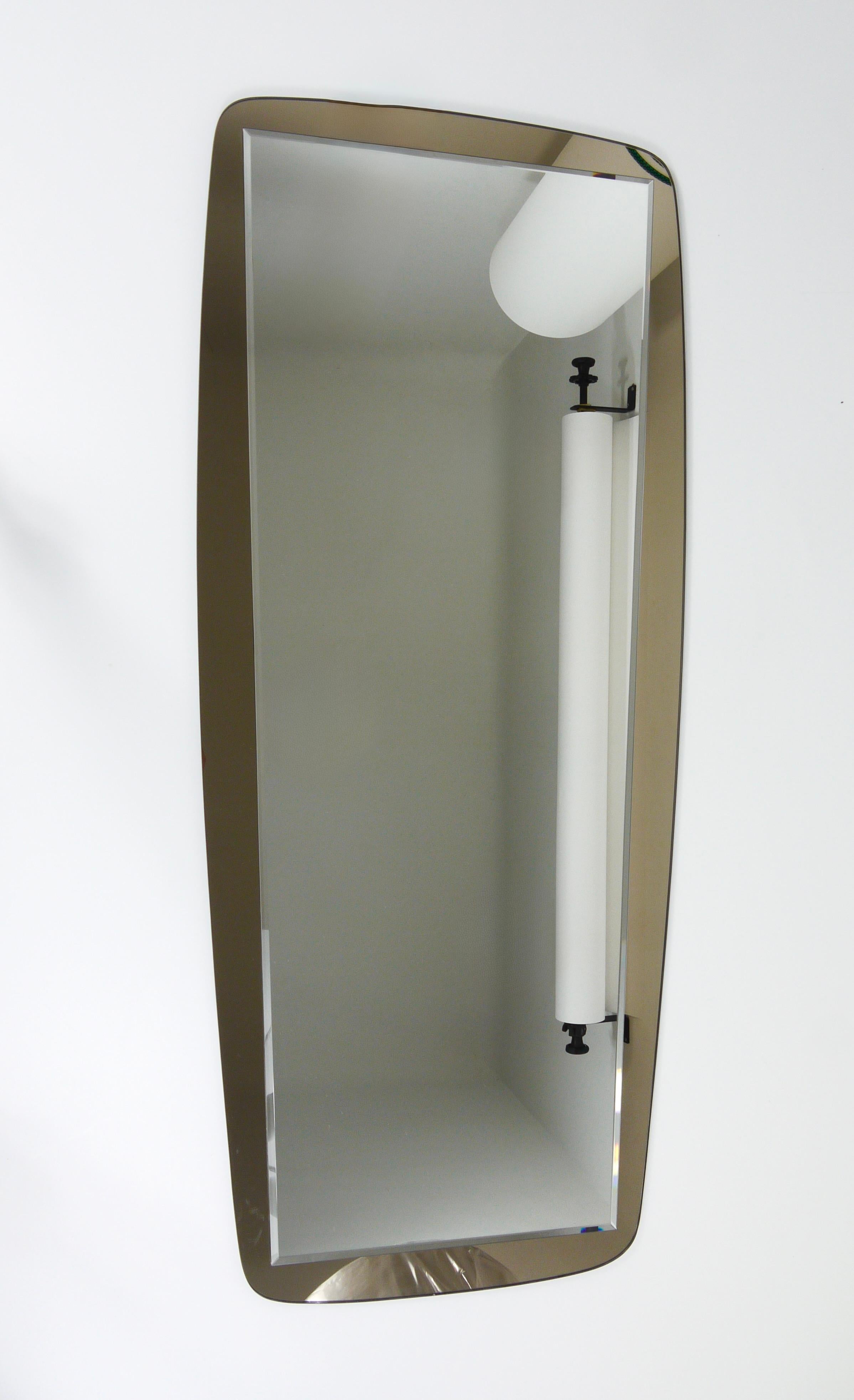 20th Century Cristal Arte Large Grey Mid-Century Wall Mirror, Italy, 1970s For Sale