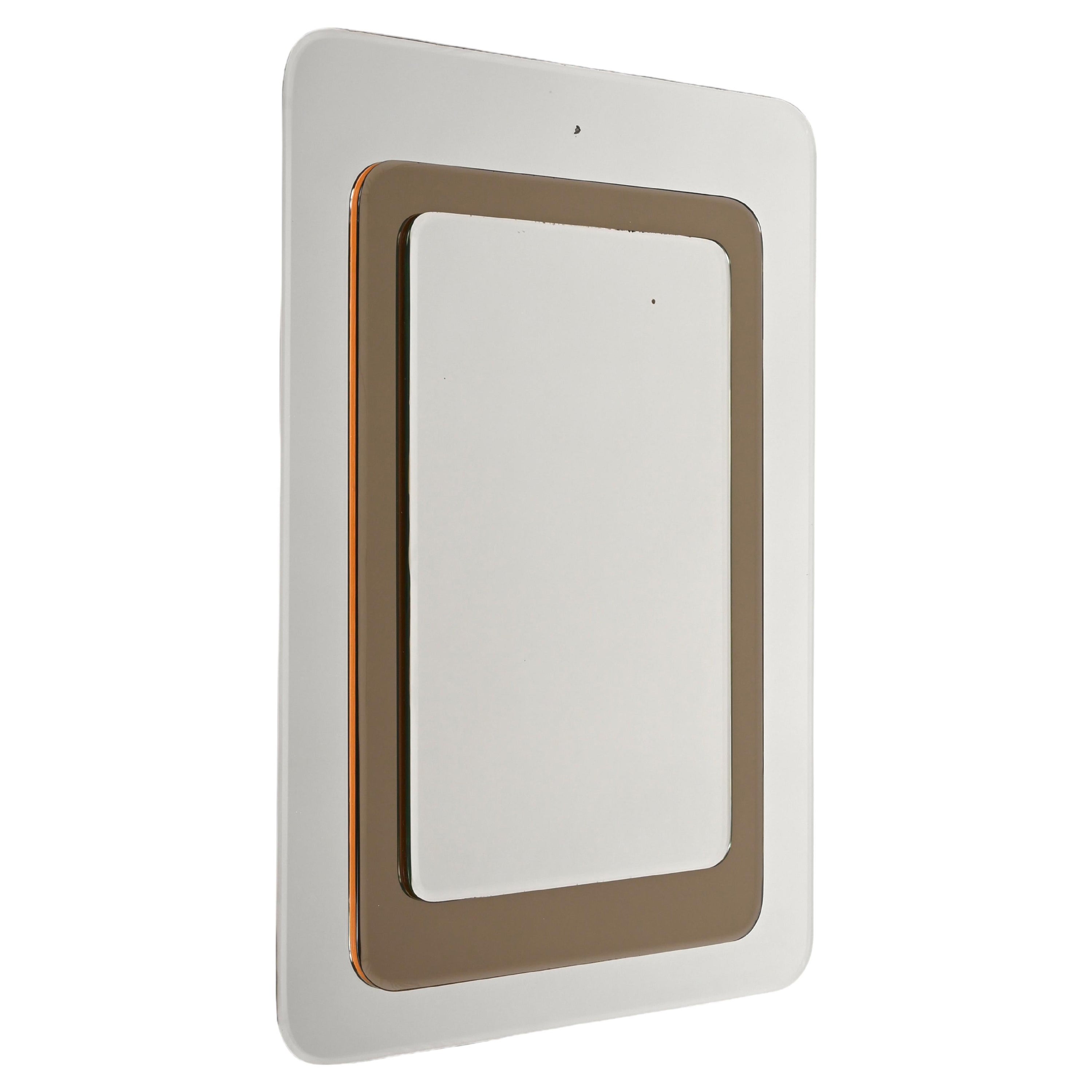 Cristal Arte Mid-Century Bronzed Double-Layered Italian Wall Mirror, 1960s