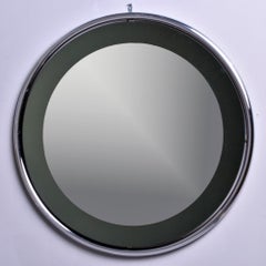 Cristal Arte Mid Century Round Mirror with Floating Style Chrome Frame