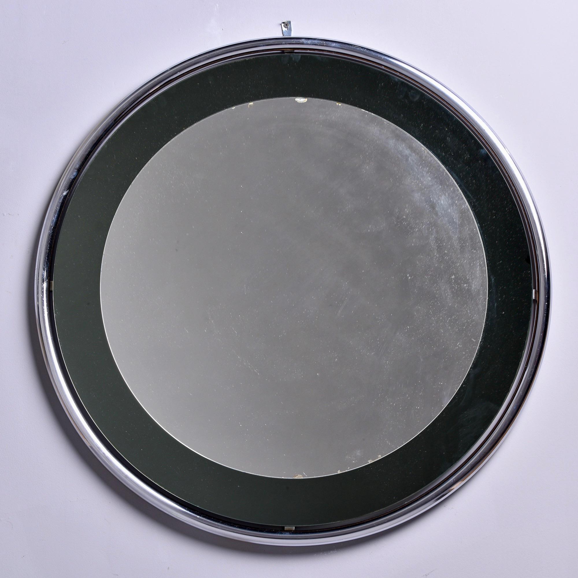 Mid-Century Modern Cristal Arte Mid Century Round Mirror with Floating Style Chrome Frame For Sale