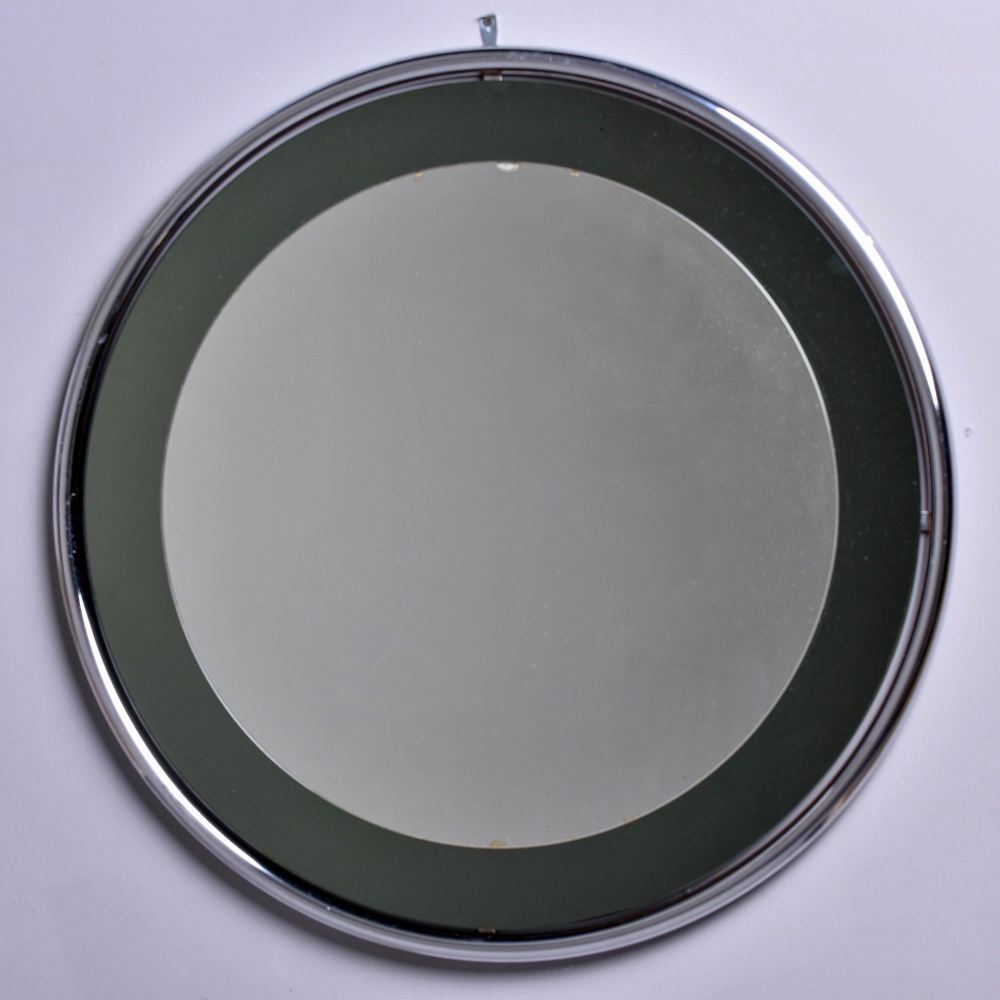 Cristal Arte Mid Century Round Mirror with Floating Style Chrome Frame For Sale 1