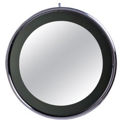 Miroir rond du milieu du siècle dernier de Cristal Arte avec cadre chromé de style flottant
