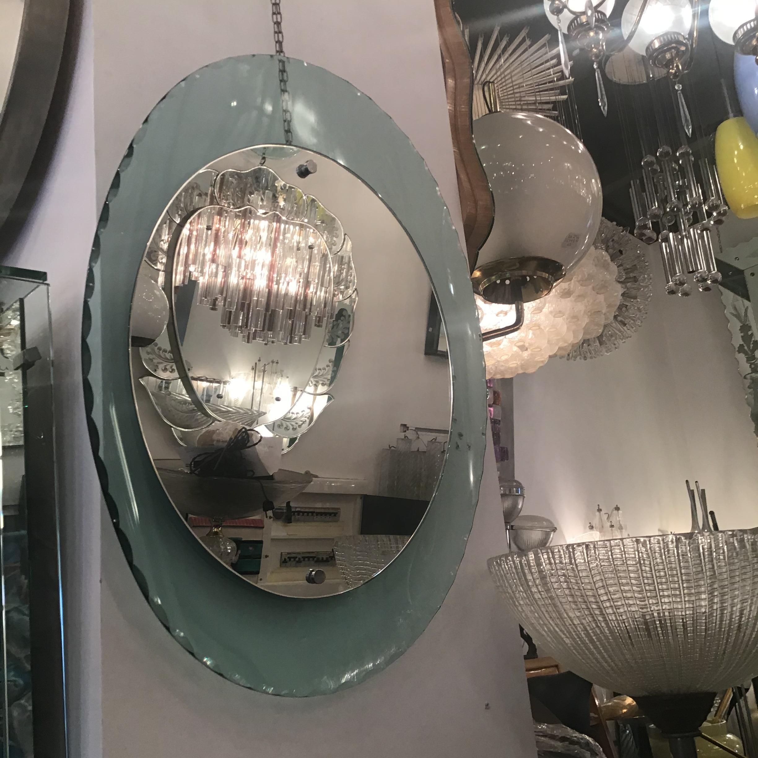 Cristal Arte Mirror Glass Metal Crome Iron, 1950, Italy In Good Condition For Sale In Milano, IT