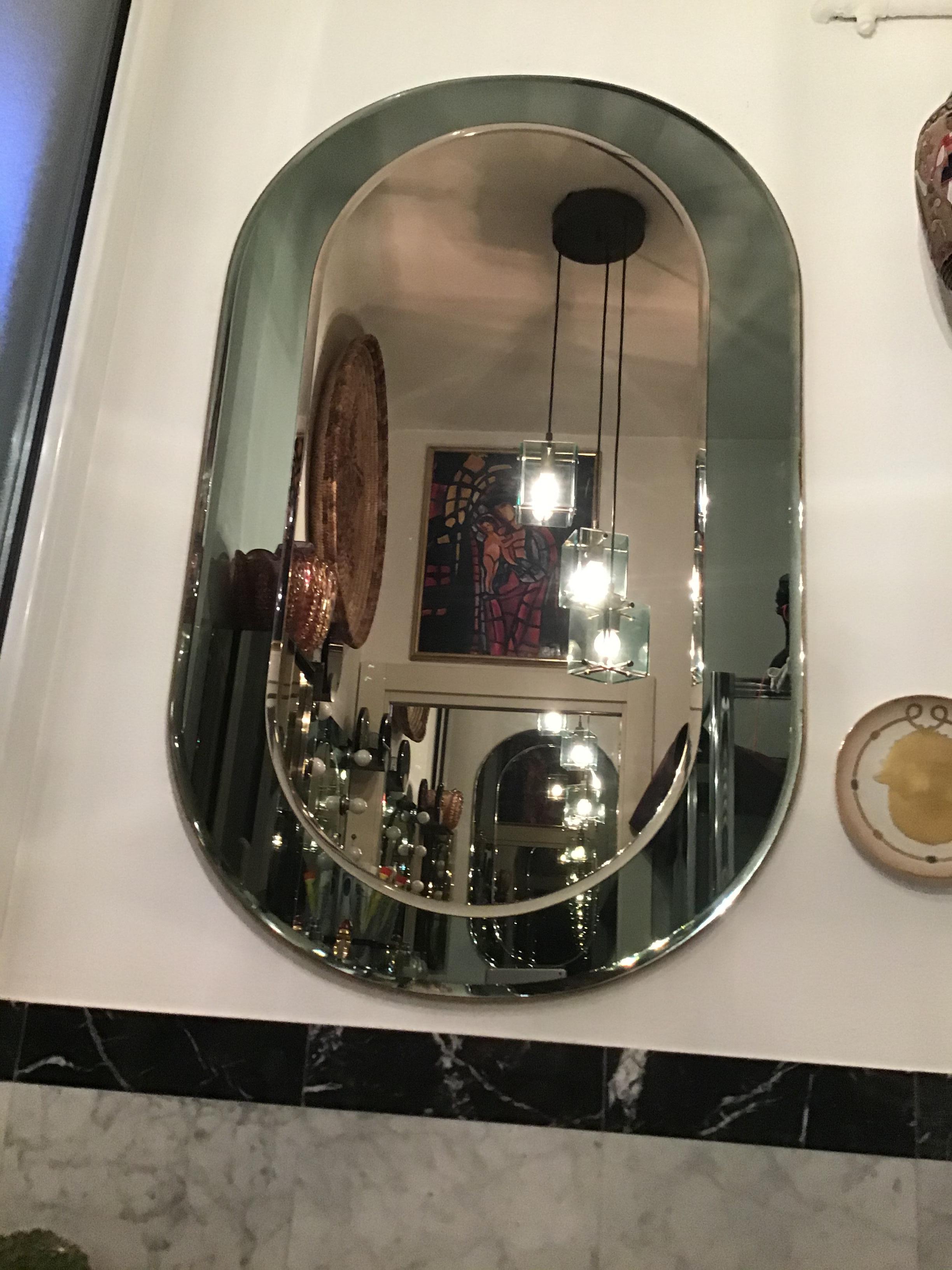 Espejo Cristal Arte vidrio madera, 1955, Italia.