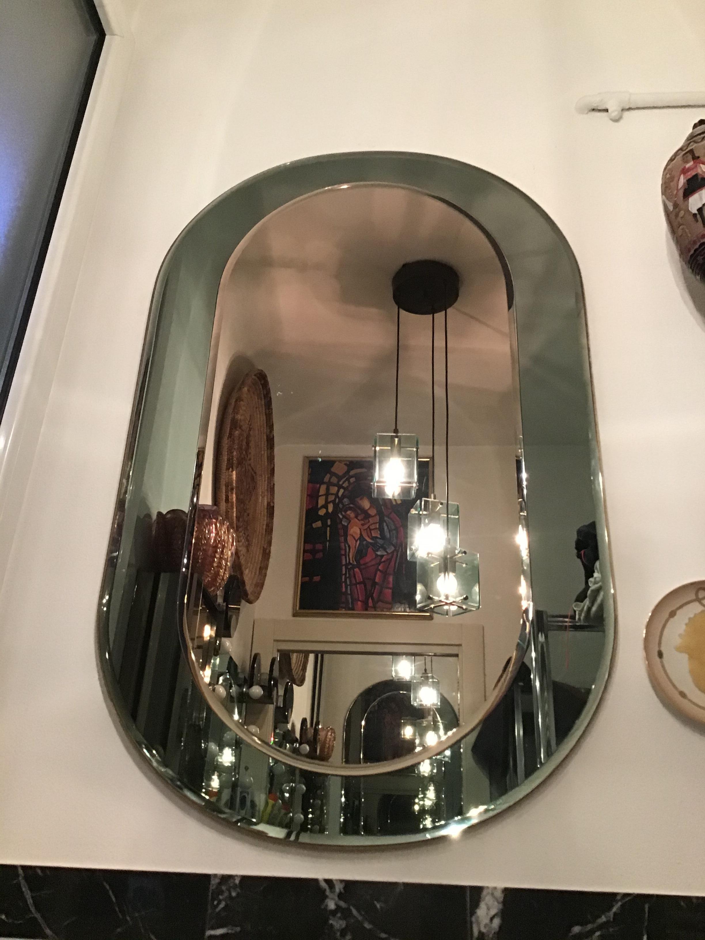 Milieu du XXe siècle Miroir en bois et verre Cristal Arte, 1955, Italie en vente