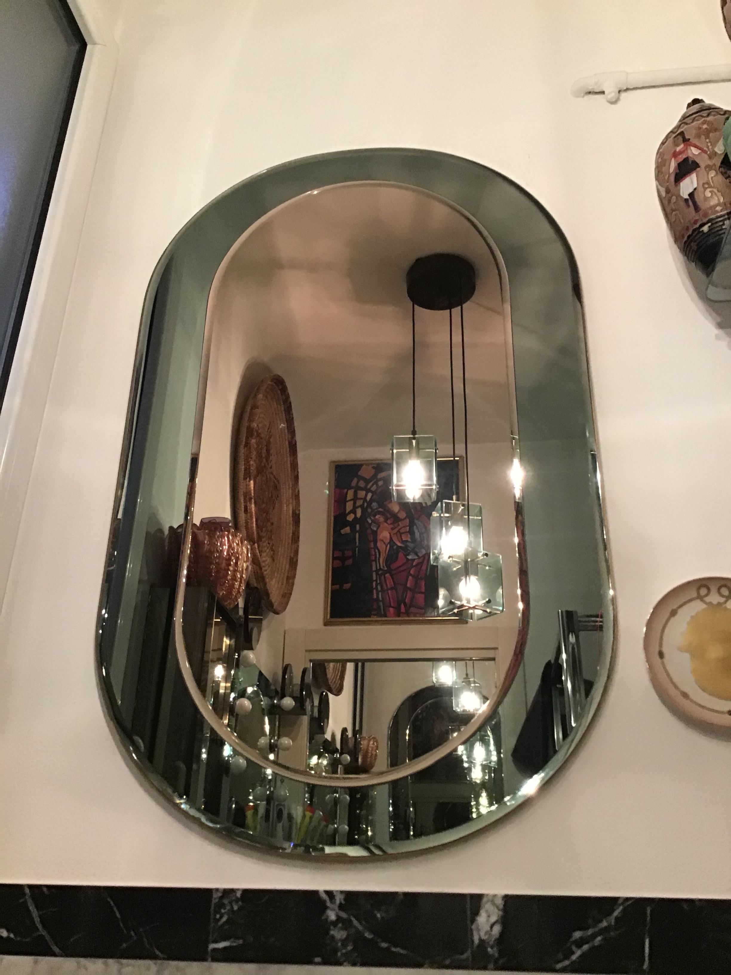Verre Miroir en bois et verre Cristal Arte, 1955, Italie en vente