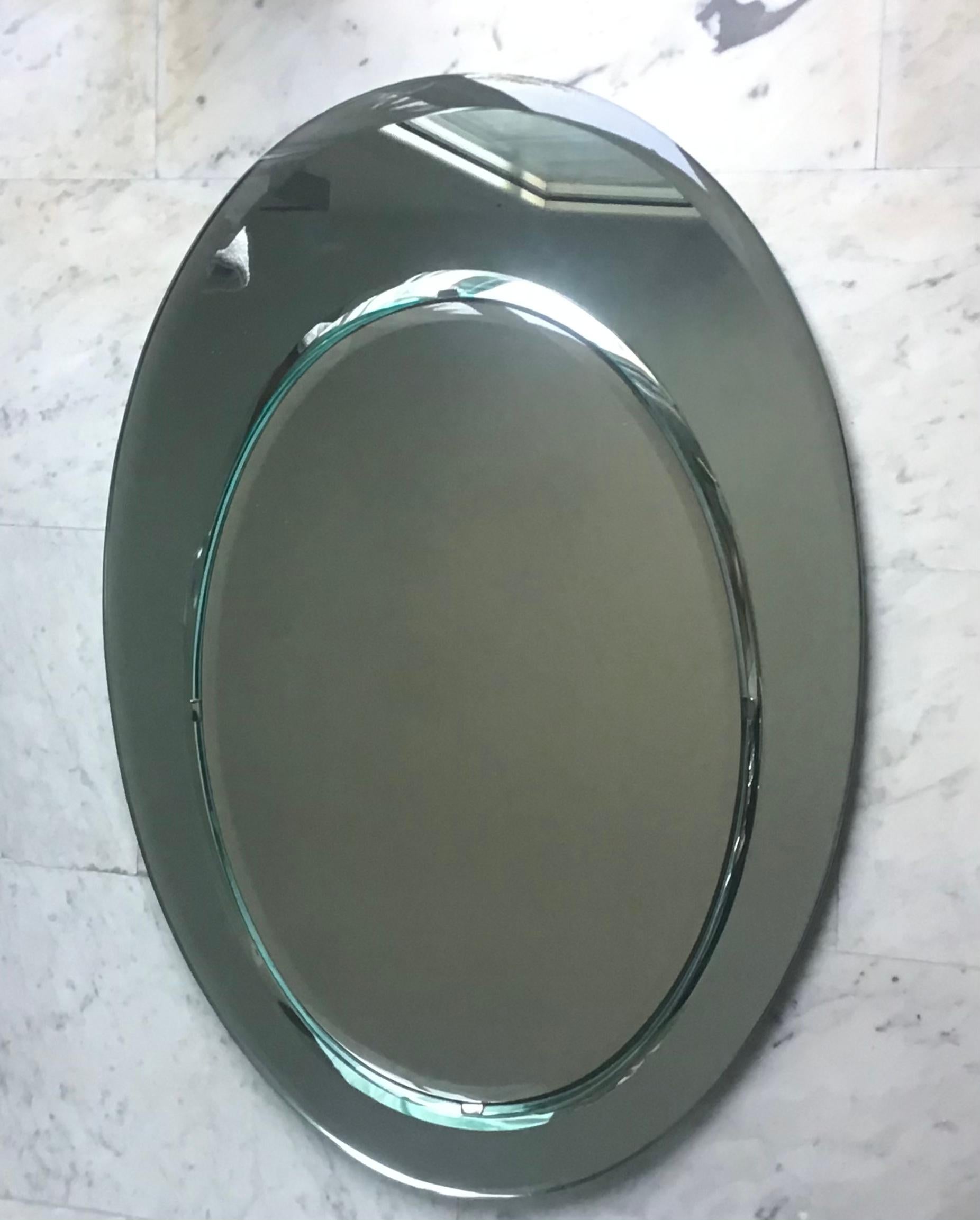 Cristal Arte Mirror Metal Crome Wood Mirrored Glass 1970 Italy For Sale 6