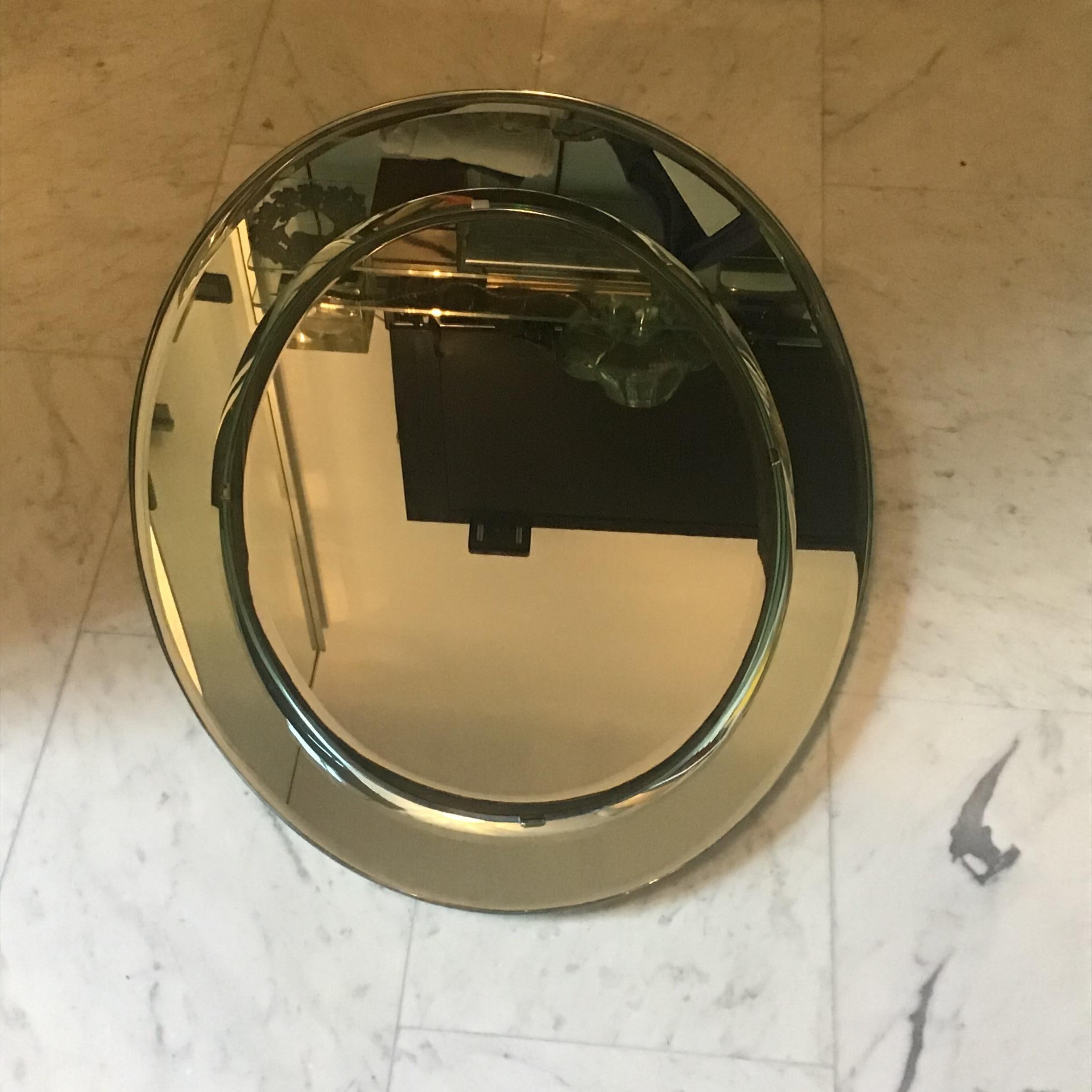 Cristal Arte Mirror Metal Crome Wood Mirrored Glass 1970 Italy In Good Condition For Sale In Milano, IT