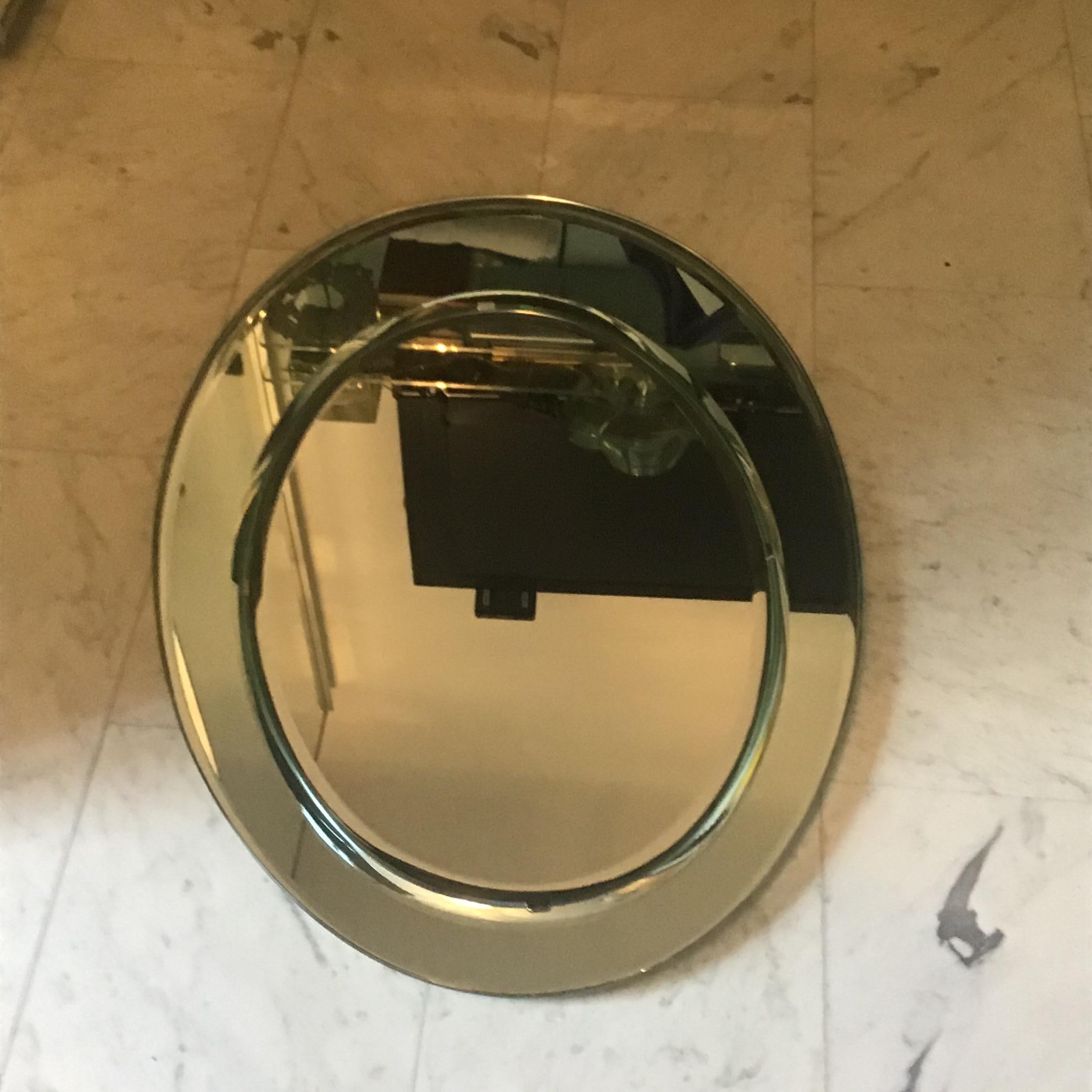 Late 20th Century Cristal Arte Mirror Metal Crome Wood Mirrored Glass 1970 Italy For Sale