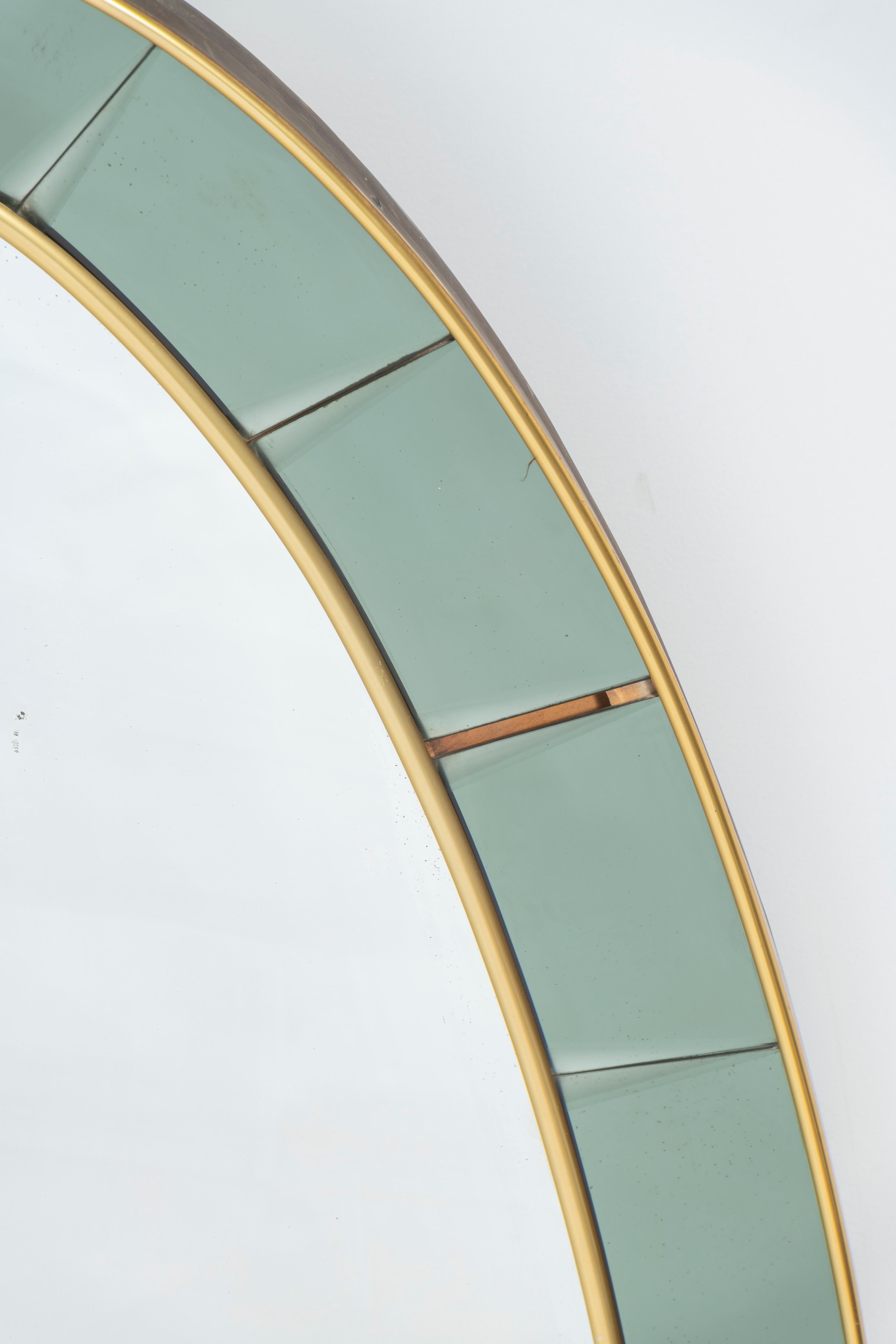 Mid-20th Century Cristal Arte Mirror - Standing Oval, Colored Beveled Glass Frame w/ Murano Shelf