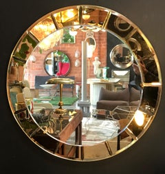 Cristal Arte Monumental Red Round Wall Mirror, Italy, 1950s