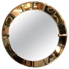 Cristal Arte Monumental Red Round Wall Mirror, Italy, 1950s