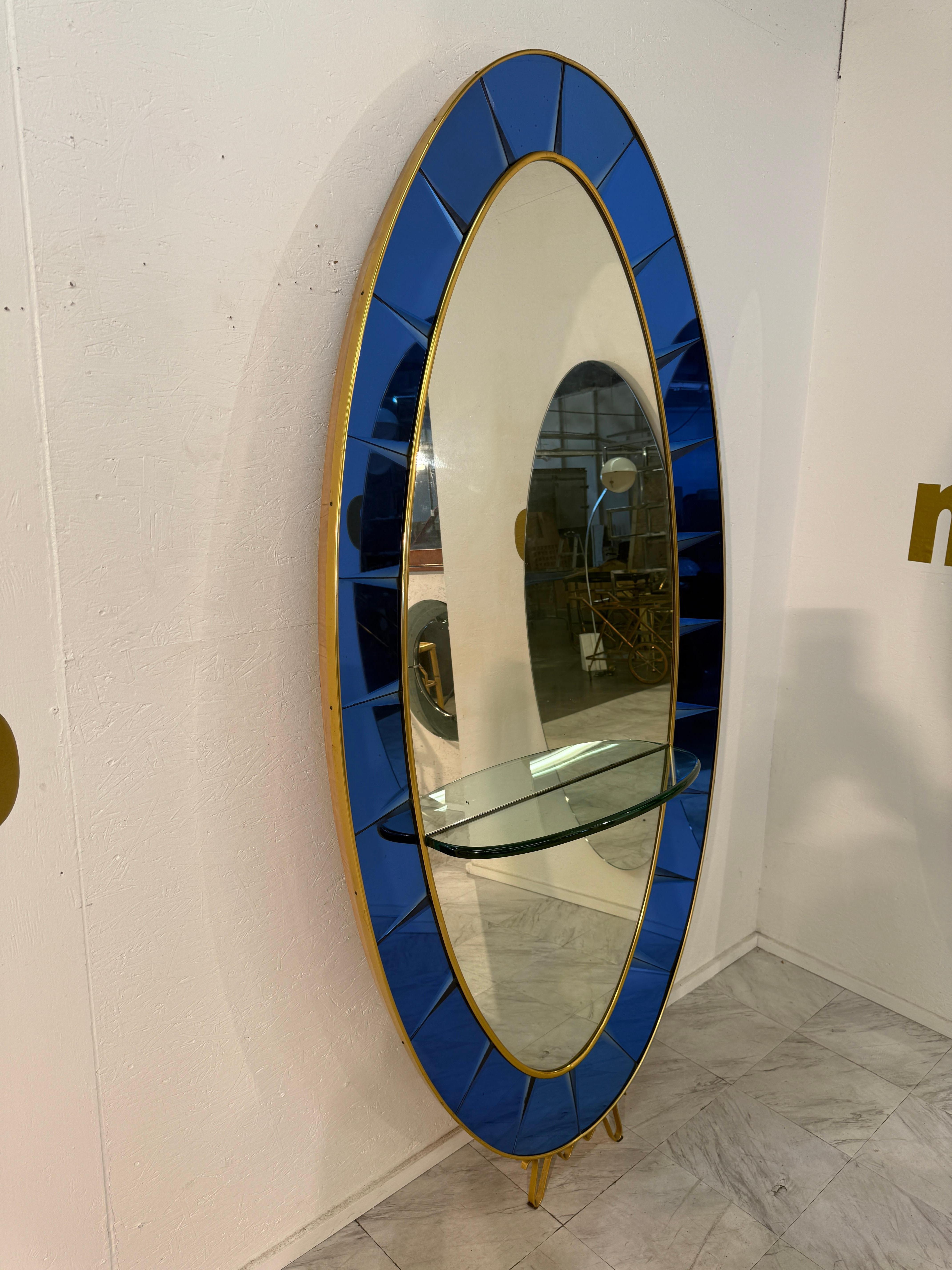 Cristal Arte Oval Floor Mirror With Shelf, Italy 1960 For Sale 4