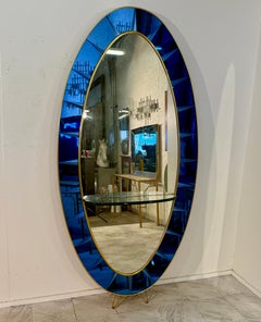 Cristal Arte Oval Floor Mirror With Shelf, Italy 1960