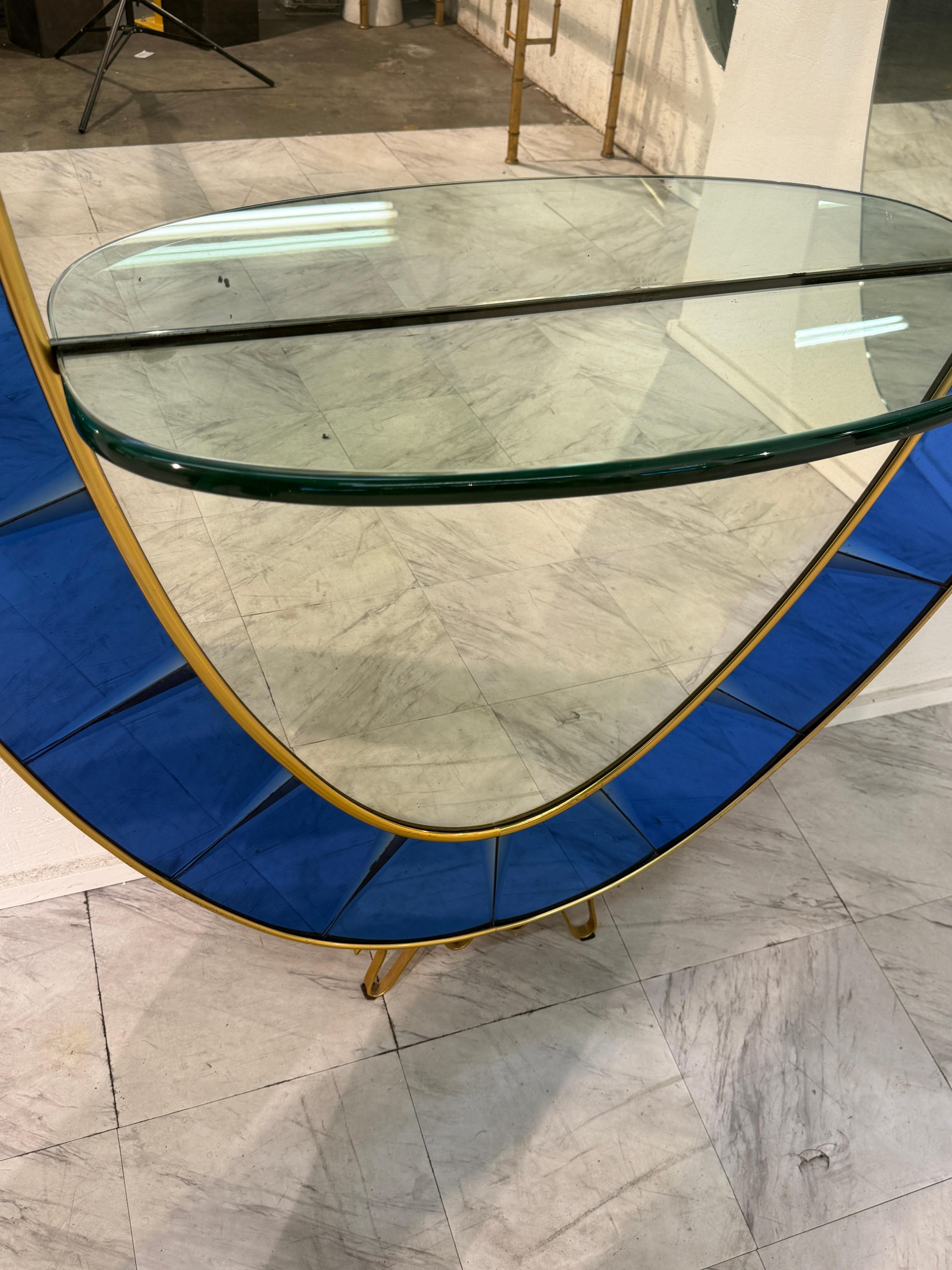 Cristal Arte Oval Floor Mirror With Shelf, Italy 1960 For Sale 2