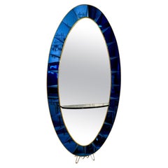 Cristal Arte Oval Floor Mirror With Shelf, Italy 1960