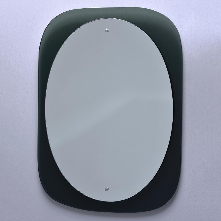 Cristal Arte Oval Mirror With Black Glass Frame At 1stdibs Cristal Arte Oval Mirror With Black