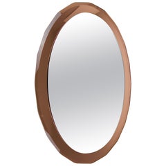 Espejo de pared festoneado Cristal Arte Rosa Oval de mediados de siglo, Italia, años 60