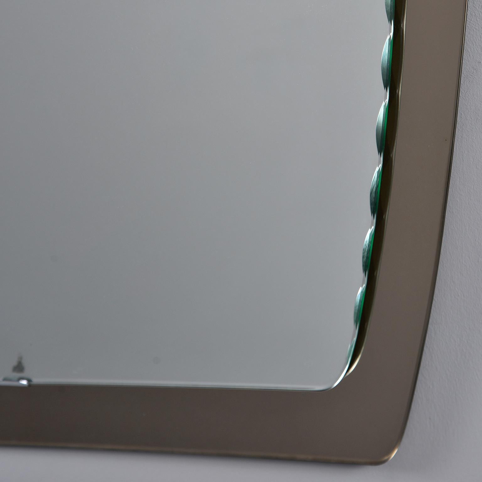 20th Century Cristal Arte Rectangular Mirror with Smoky Glass Frame