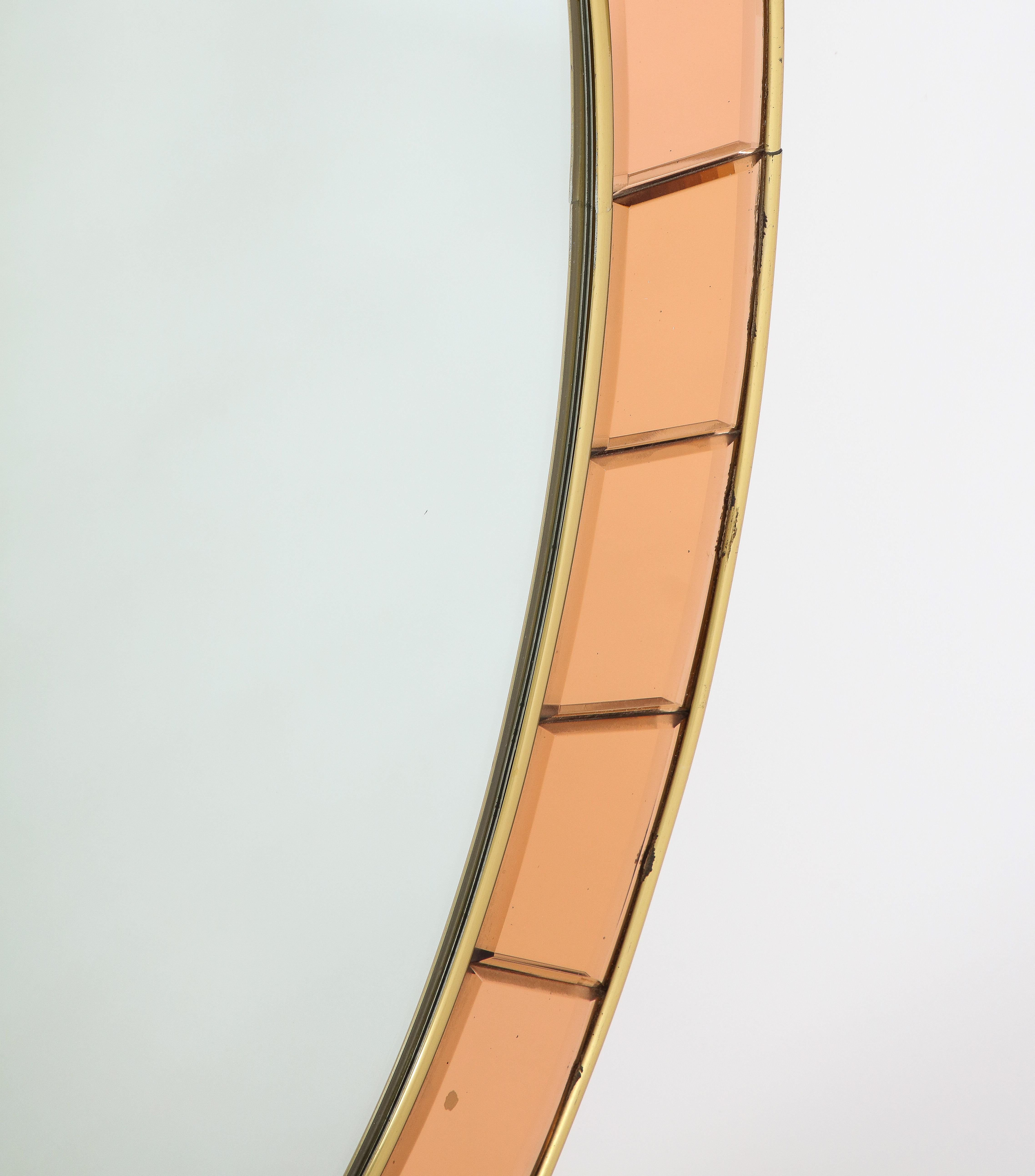 Cristal Art Rose Gold and Gilt Brass Italian Oval Wall Mirror 6