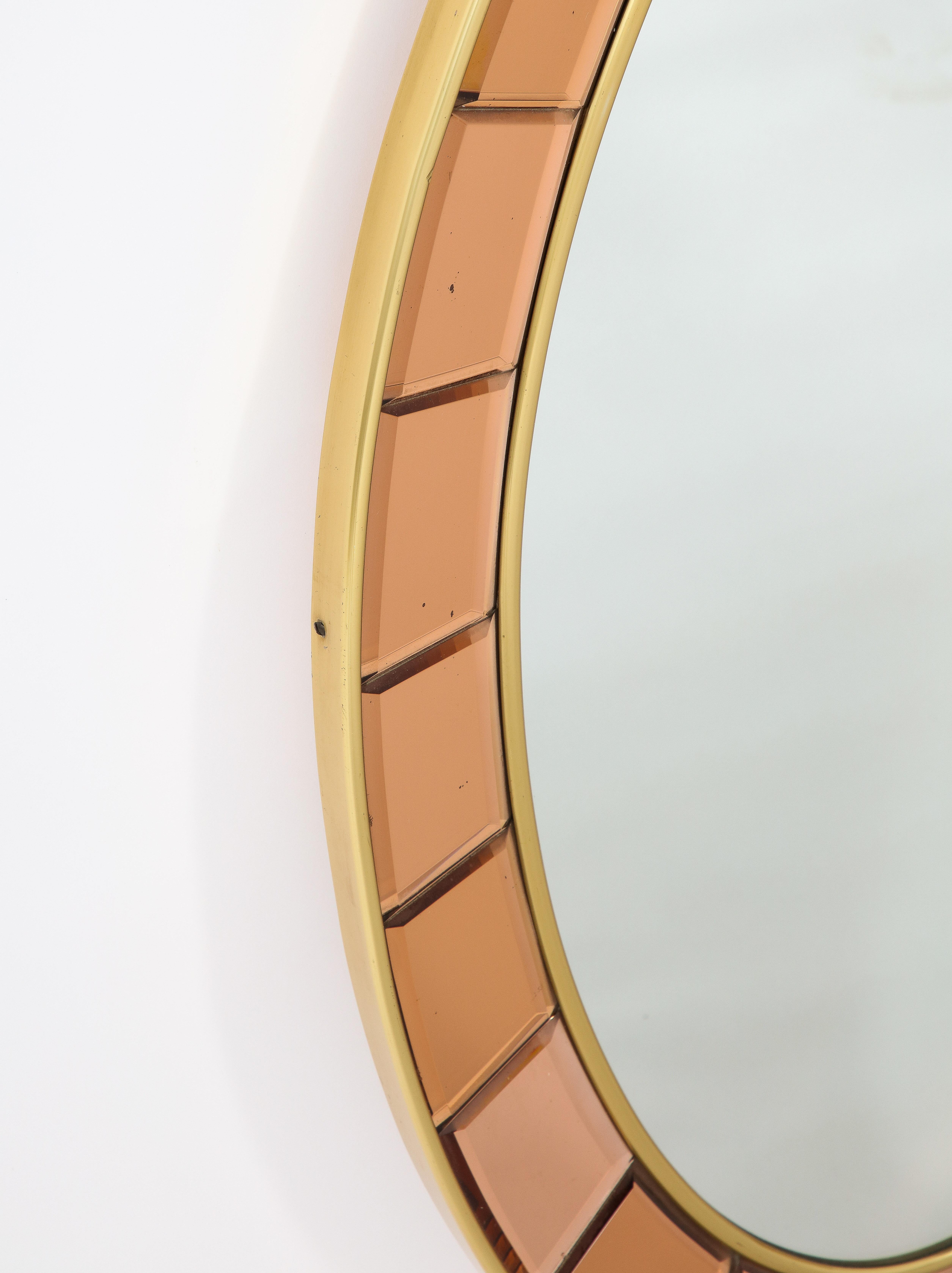 Cristal Art Rose Gold and Gilt Brass Italian Oval Wall Mirror 7