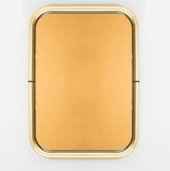 Cristal Arte specchio da parete mid-century in ottone e vetro rosa di Italia 60s