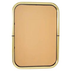 Cristal Arte mid-century brass and rose glass wall mirror from Italy 70s