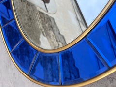 Cristal Arte – Ovales Spiegelglas mit abgeschrägten Kanten, blau, handgeschliffen