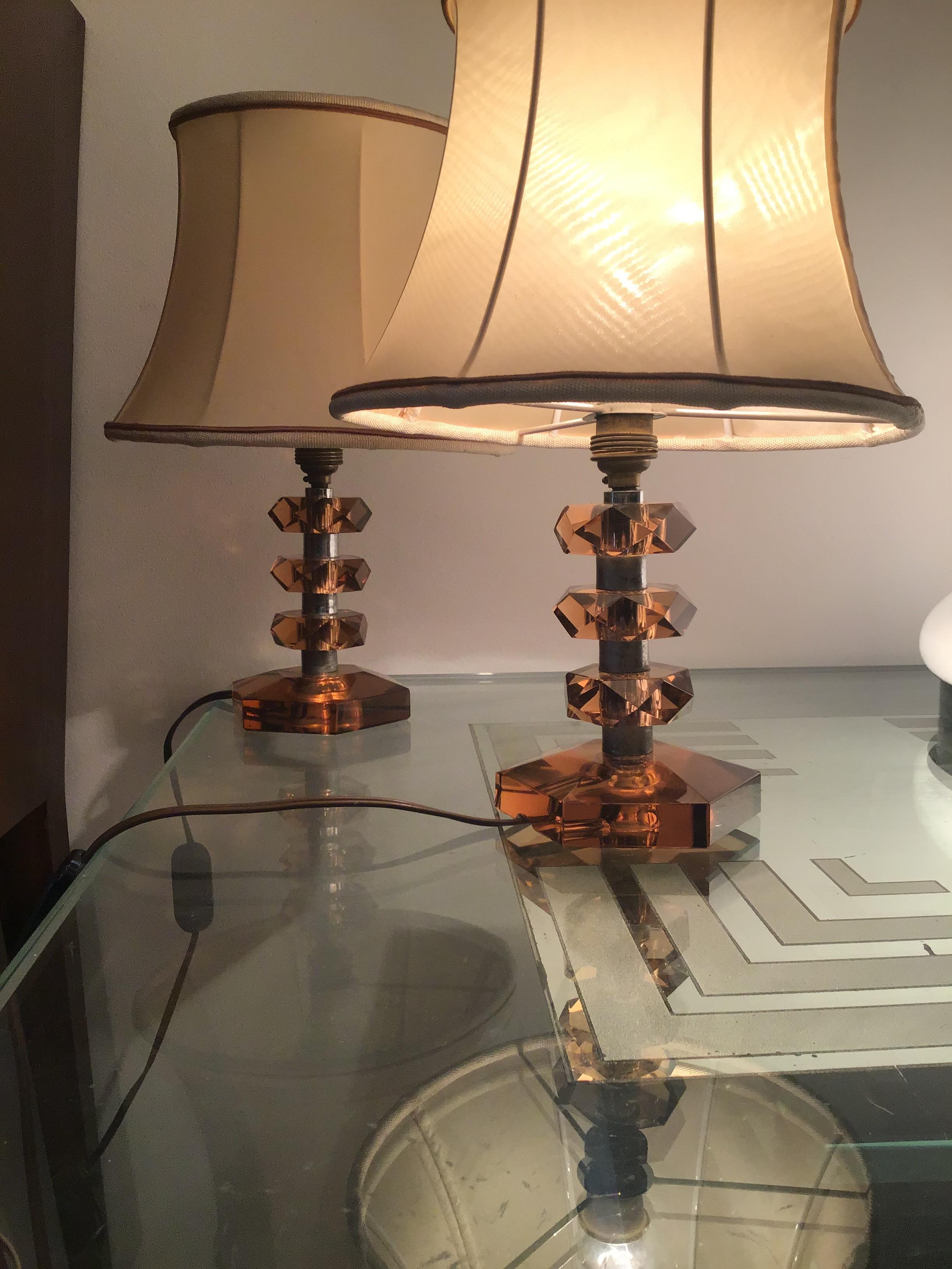 Lámparas de mesa Cristal Arte Pantalla de cristal y metal cromado, 1950, Italia en venta 4