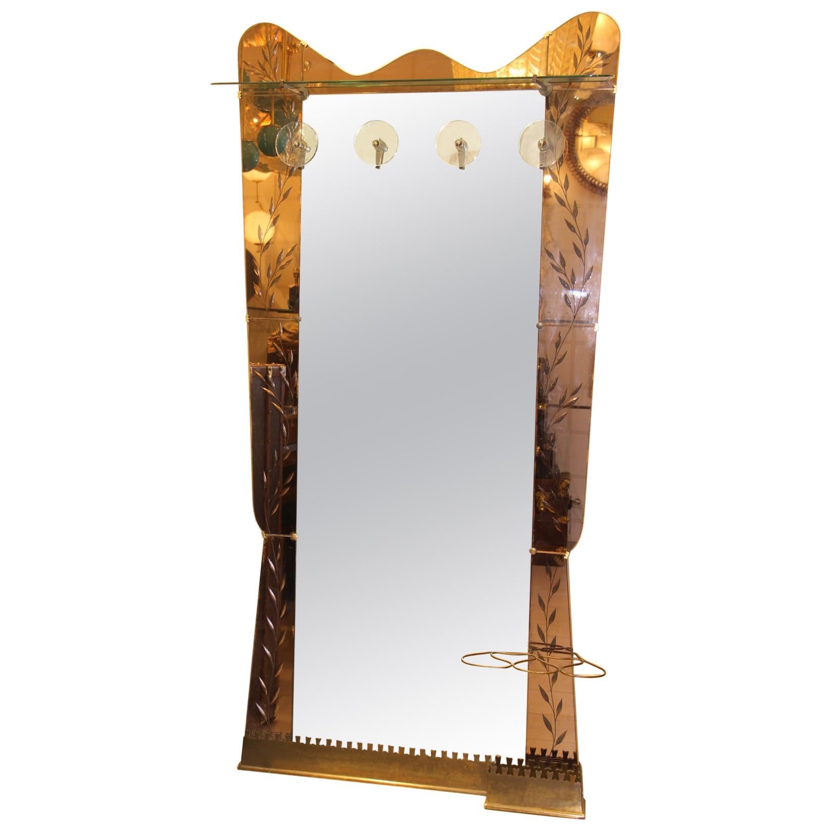 Cristal Arte Wall Mirror, Wall Coat Rack, Large Standing Mirror, Umbrella Stand For Sale at 1stDibs