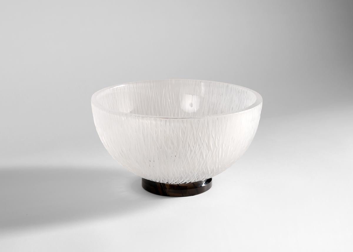 Cristal Benito, Bamboo Obsidian, Handcut Crystal Dish, France, 2023 In Excellent Condition For Sale In New York, NY