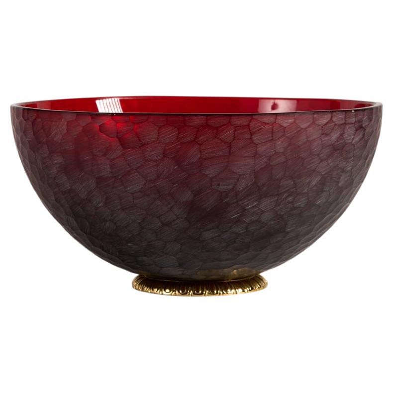 Cristal Benito, "Bee Nest Bowl," Red Handcut Crystal Bowl, France, 2021