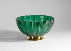 Cristal Benito, Chips Green Bowl, Handcut Crystal Dish, France, 2023