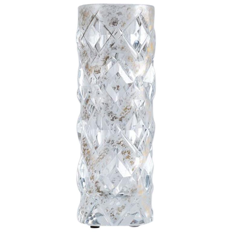Cristal Benito, "Vase Doré, " Contemporary Hand Cut Crystal Vase, France, 2018 For Sale