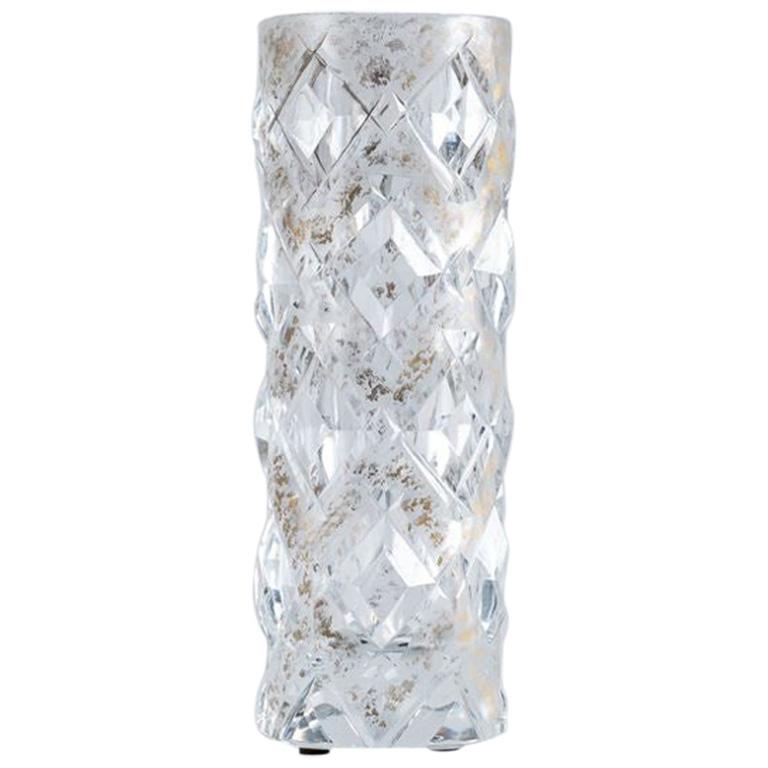 Cristal Benito, "Jarrón Doré", Jarrón contemporáneo de cristal tallado a mano, Francia, 2018