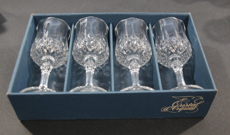Crystal D' Arques Longchamp Footed Drinking Glasses, set of 12 at 1stDibs |  vintage glasses drinking, longchamp crystal glasses, footed glasses