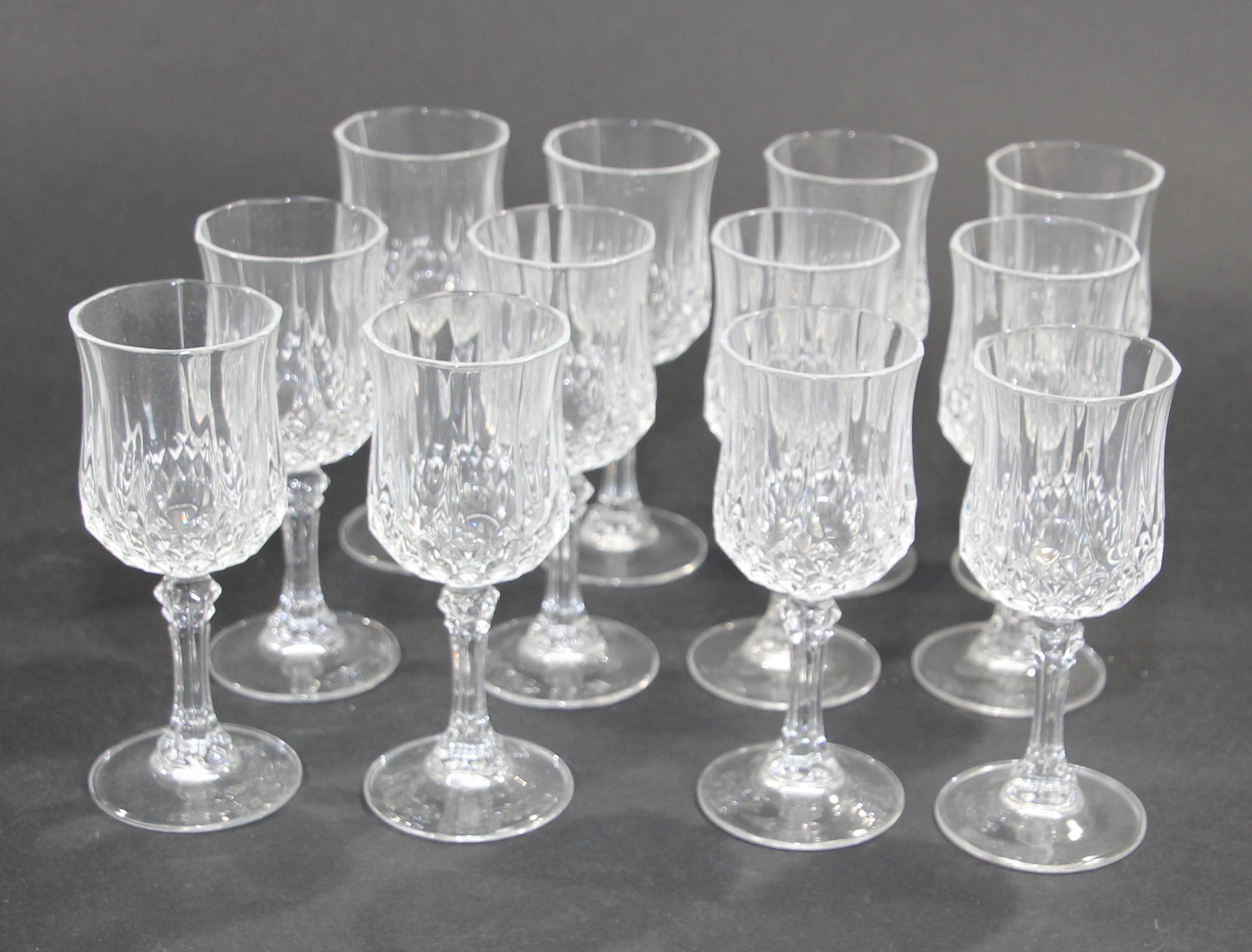 Victorian Crystal D' Arques Longchamp Footed Drinking Glasses, set of 12