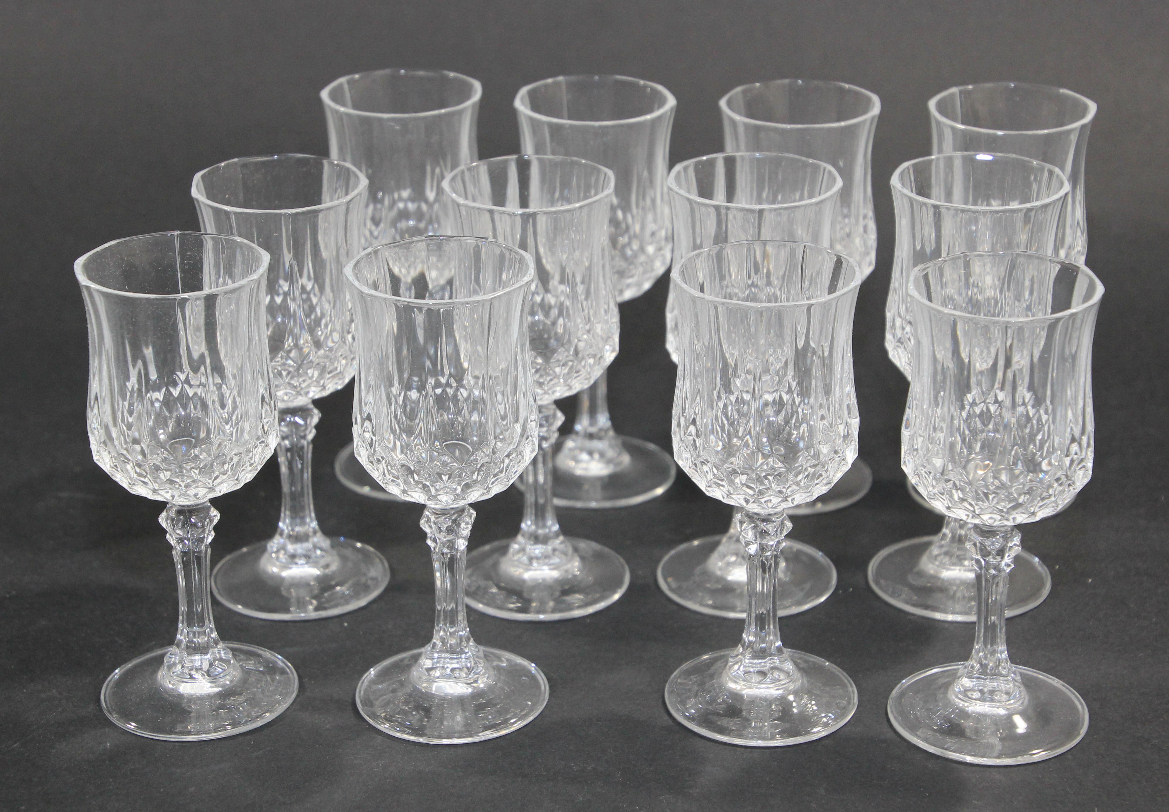 French Crystal D' Arques Longchamp Footed Drinking Glasses, set of 12