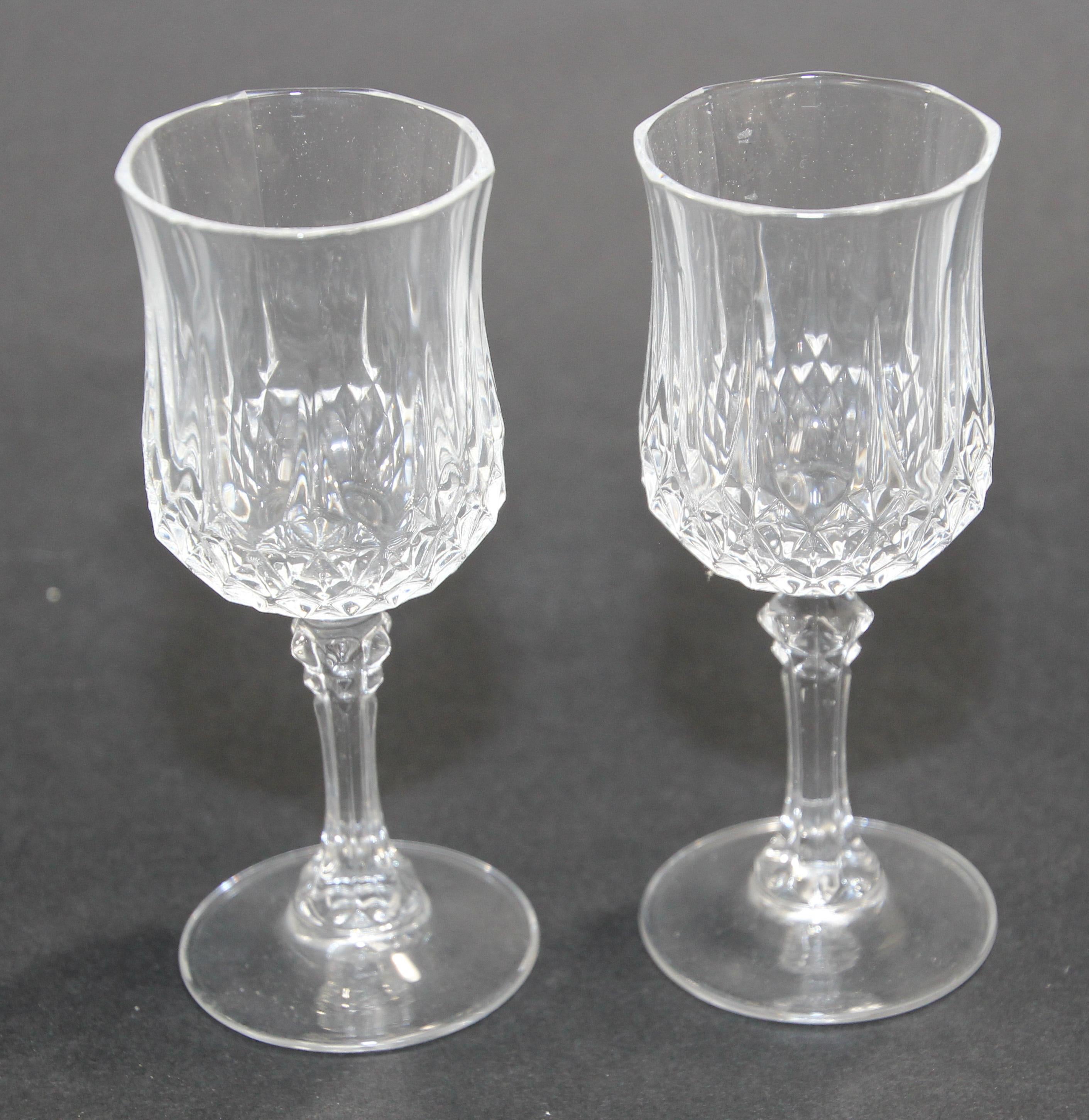 Crystal D' Arques Longchamp Footed Drinking Glasses, set of 12 In Good Condition In North Hollywood, CA