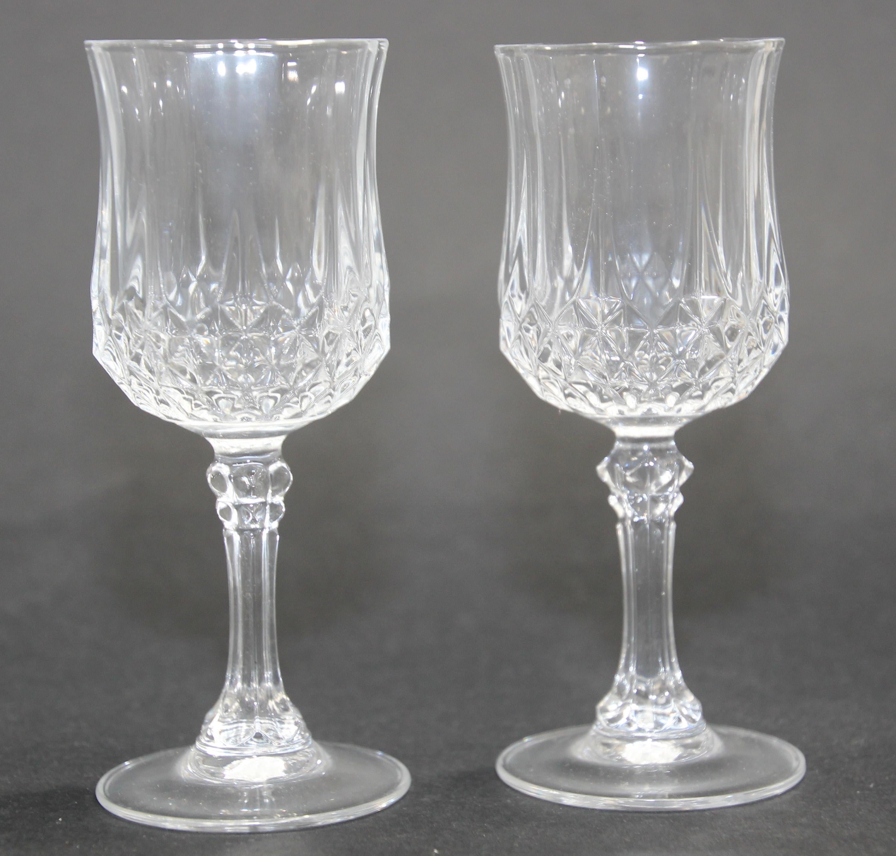 20th Century Crystal D' Arques Longchamp Footed Drinking Glasses, set of 12