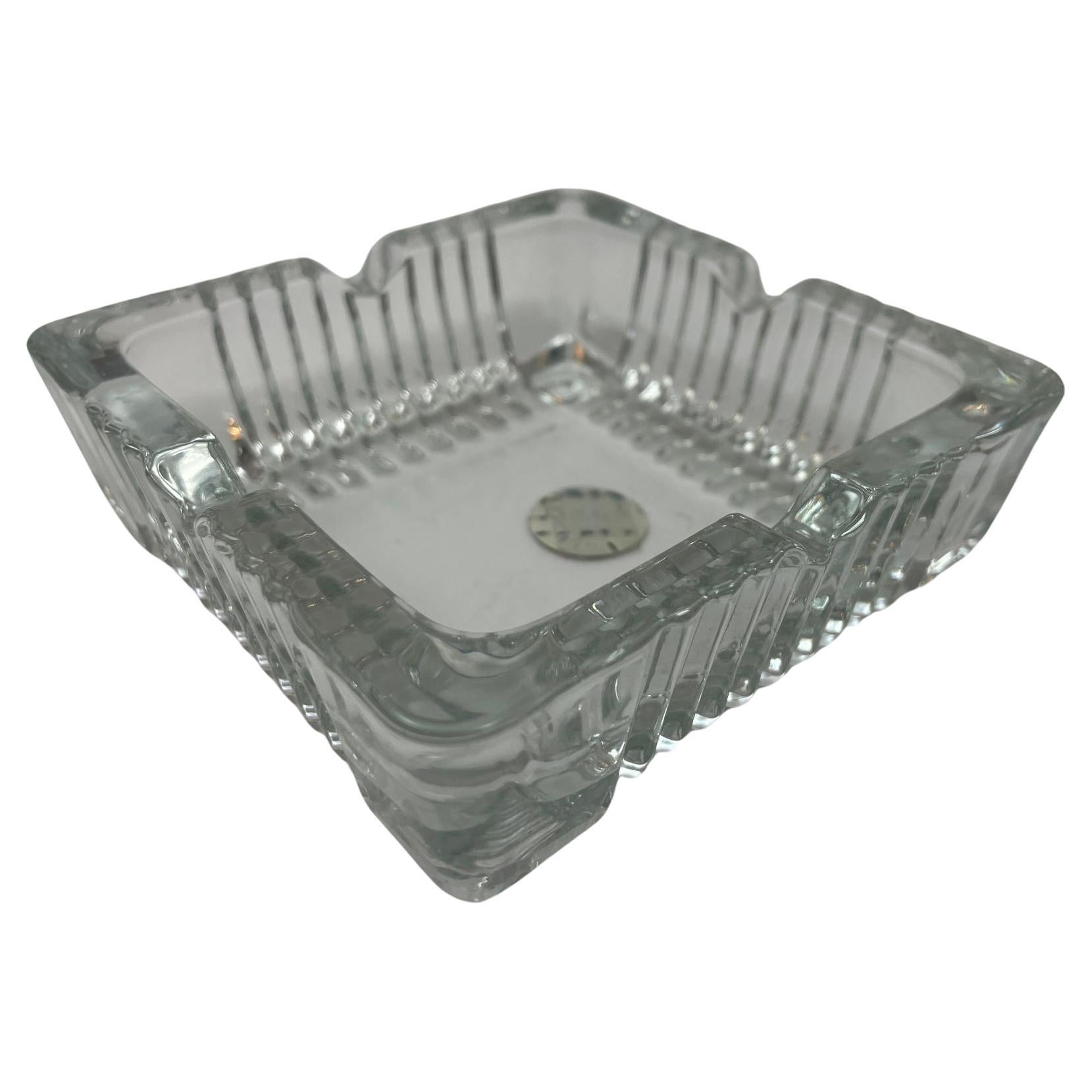 Cristal D'Arques Crystal Ashtray Trinket Dish France Cut Glass Square Catchall For Sale