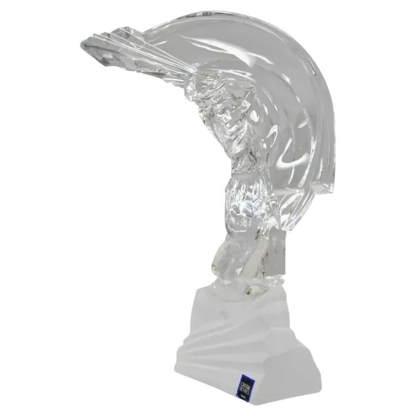 Cristal De Sevres France Crystal 10.5" Glass Golfer Golf Statue Sculpture For Sale