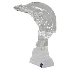 Cristal De Sevres France Crystal 10.5" Glass Golfer Golf Statue Sculpture