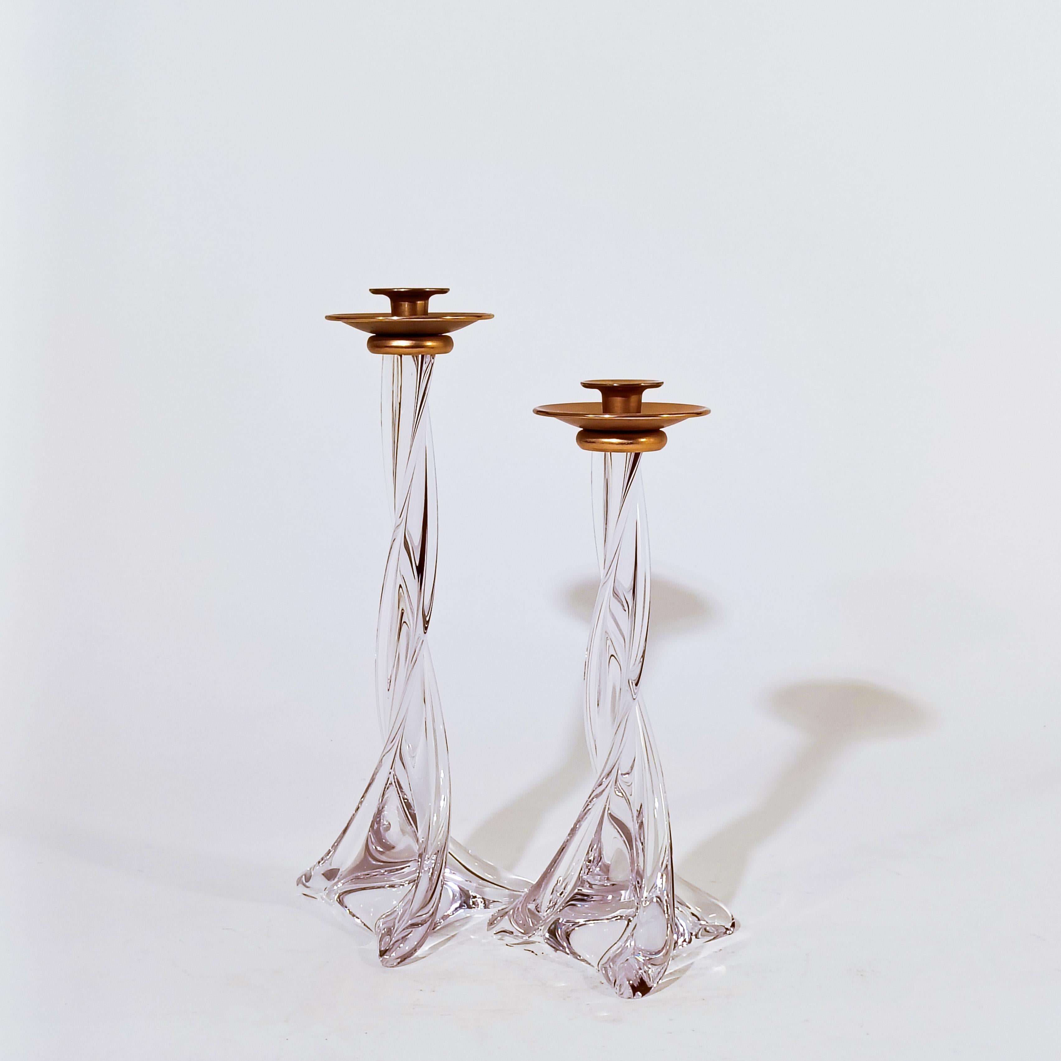 Cristal de Sèvres. Kerzenleuchter aus mundgeblasenem Glas, Frankreich, 1970er Jahre (Hollywood Regency) im Angebot