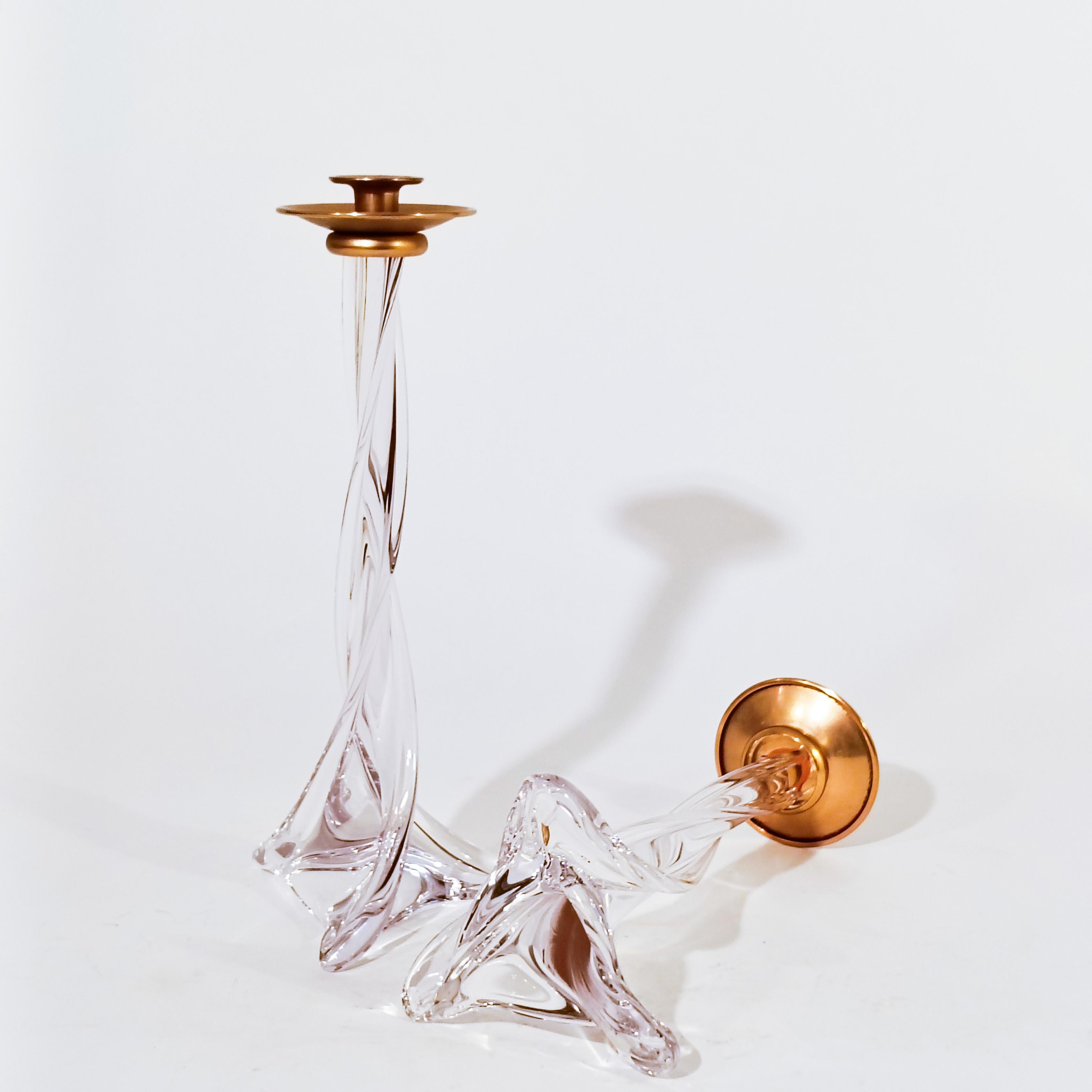 Cristal de Sèvres. Kerzenleuchter aus mundgeblasenem Glas, Frankreich, 1970er Jahre (Ende des 20. Jahrhunderts) im Angebot