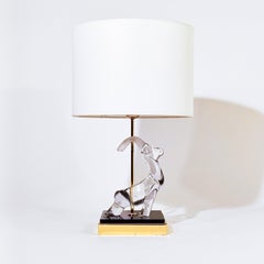 Cristal de Sèvres style. Hand-made glass table lamp, France, 1970s