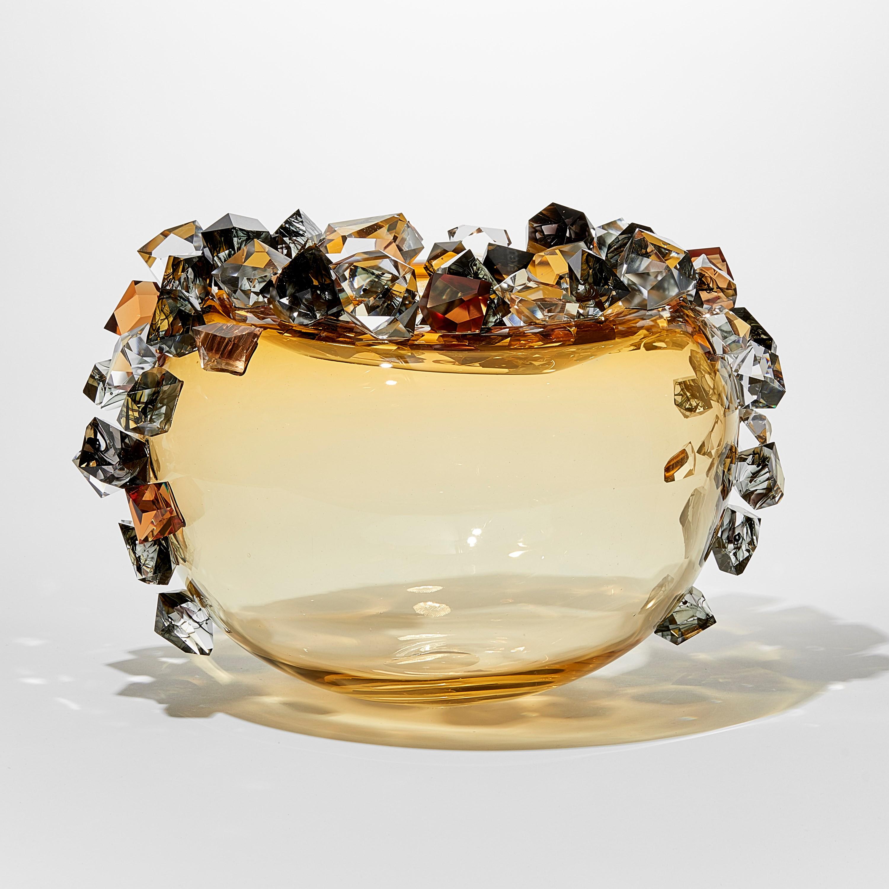 Cristal Diffusion in Amber, crystal adorned glass sculpture by Hanne Enemark In New Condition For Sale In London, GB